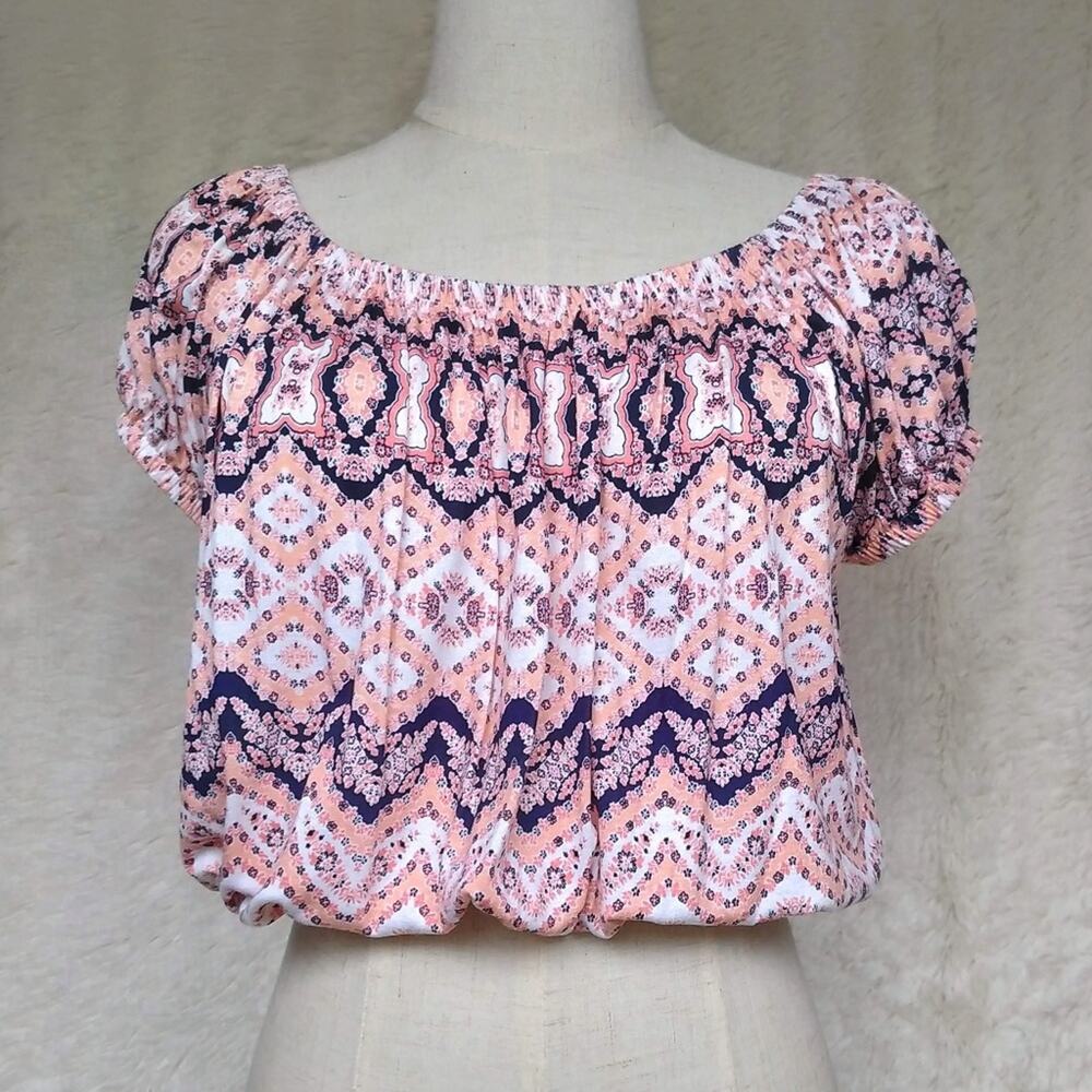 About A Girl Pink & Blue Pattern Top